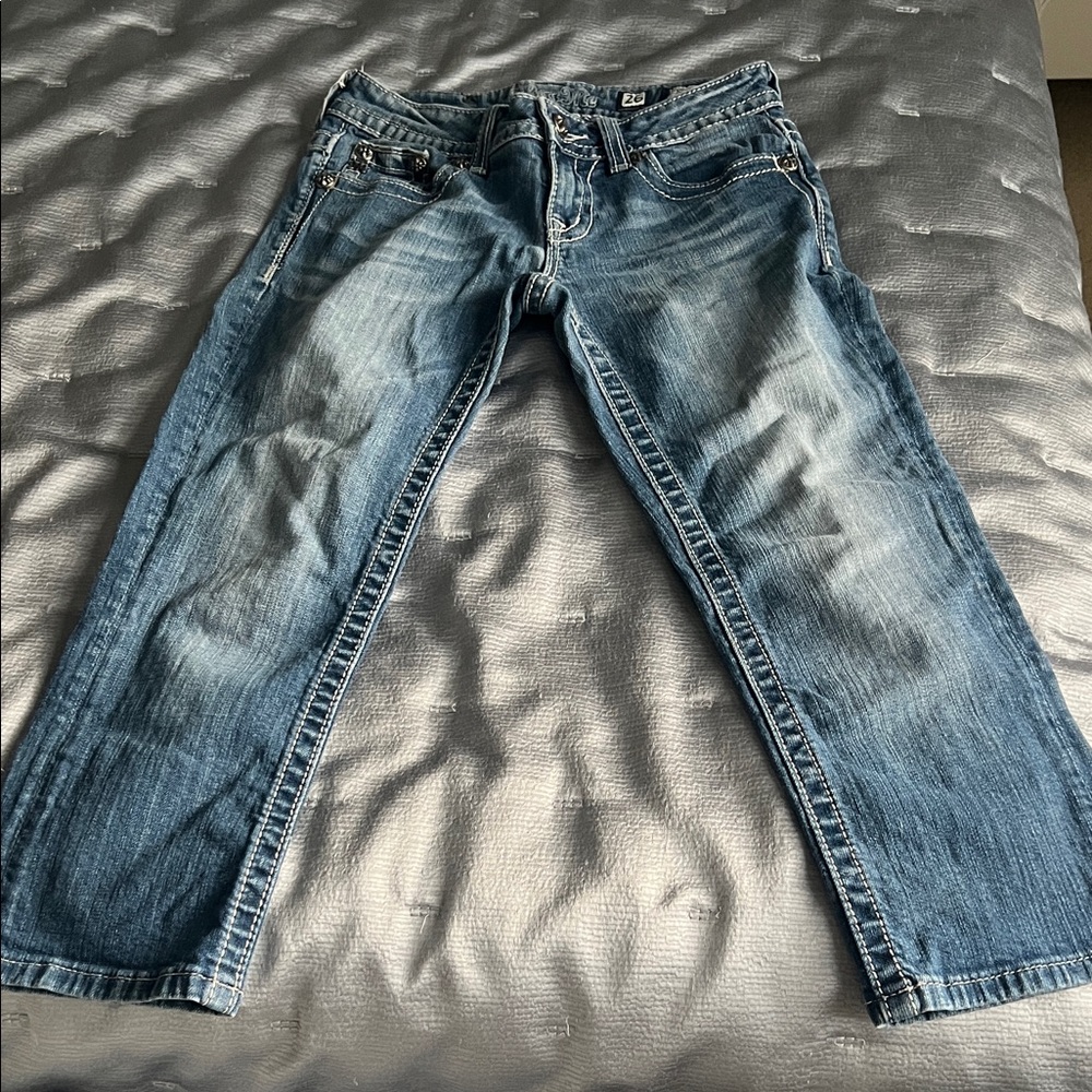 Miss Me Distressed Light Blue Cropped Jeans